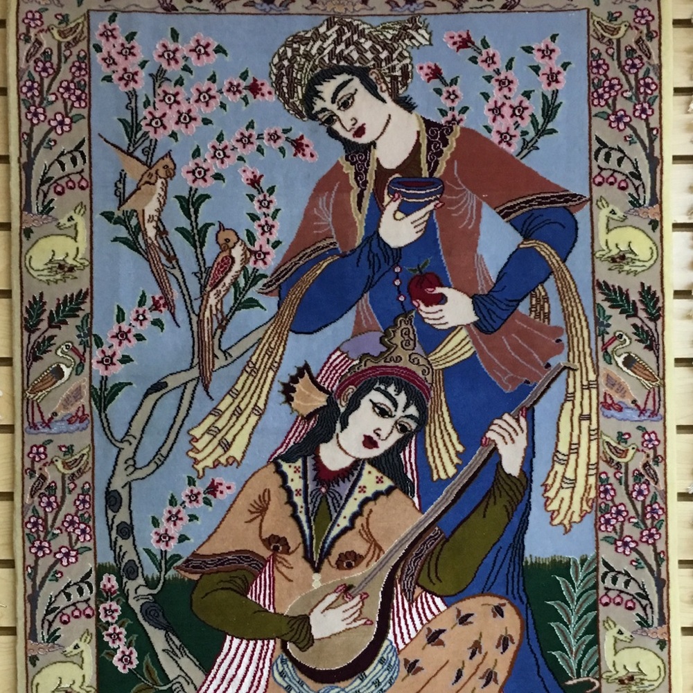 Persian silk rug home decor